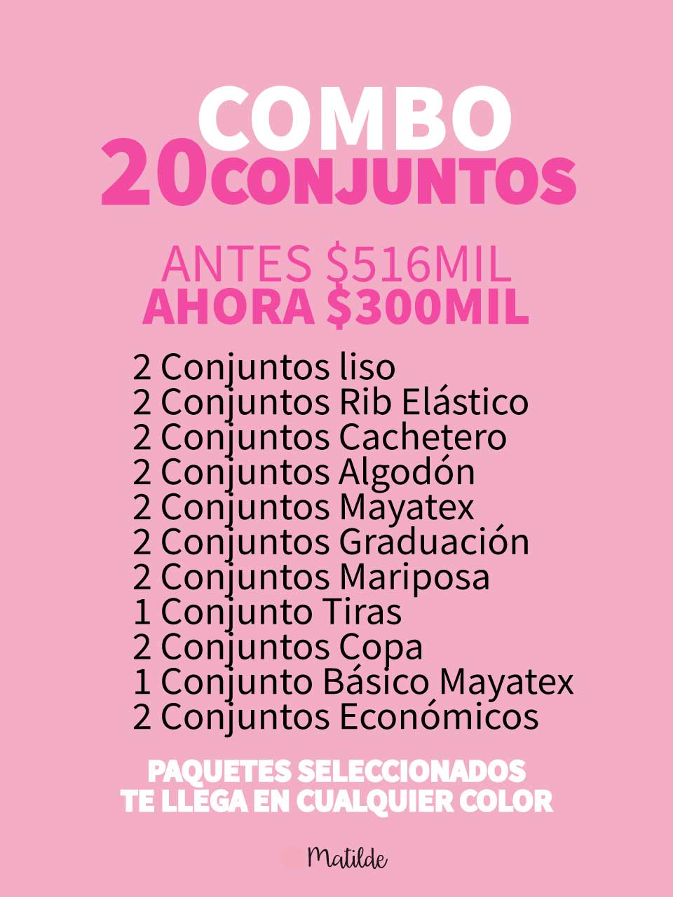 BOLSA EMPRENDEDORA 20 CONJUNTOS 300MIL