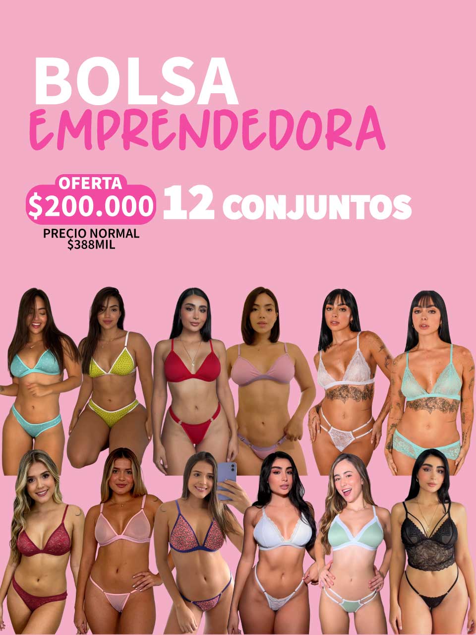 BOLSA EMPRENDEDORA 12 CONJUNTOS 200MIL