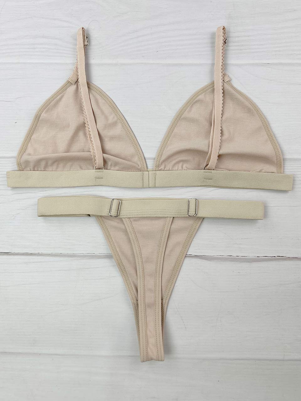 Conjunto contorno algodón beige