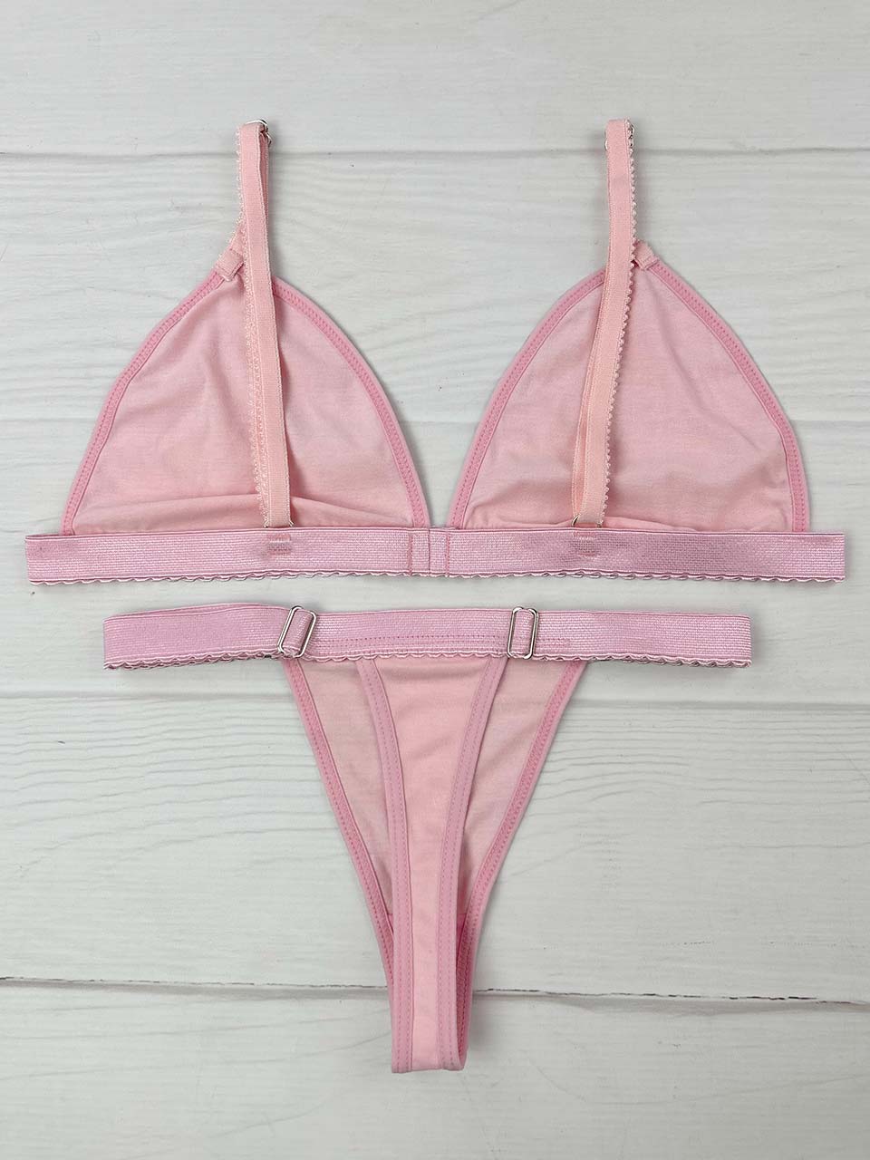 Conjunto contorno algodón rosado