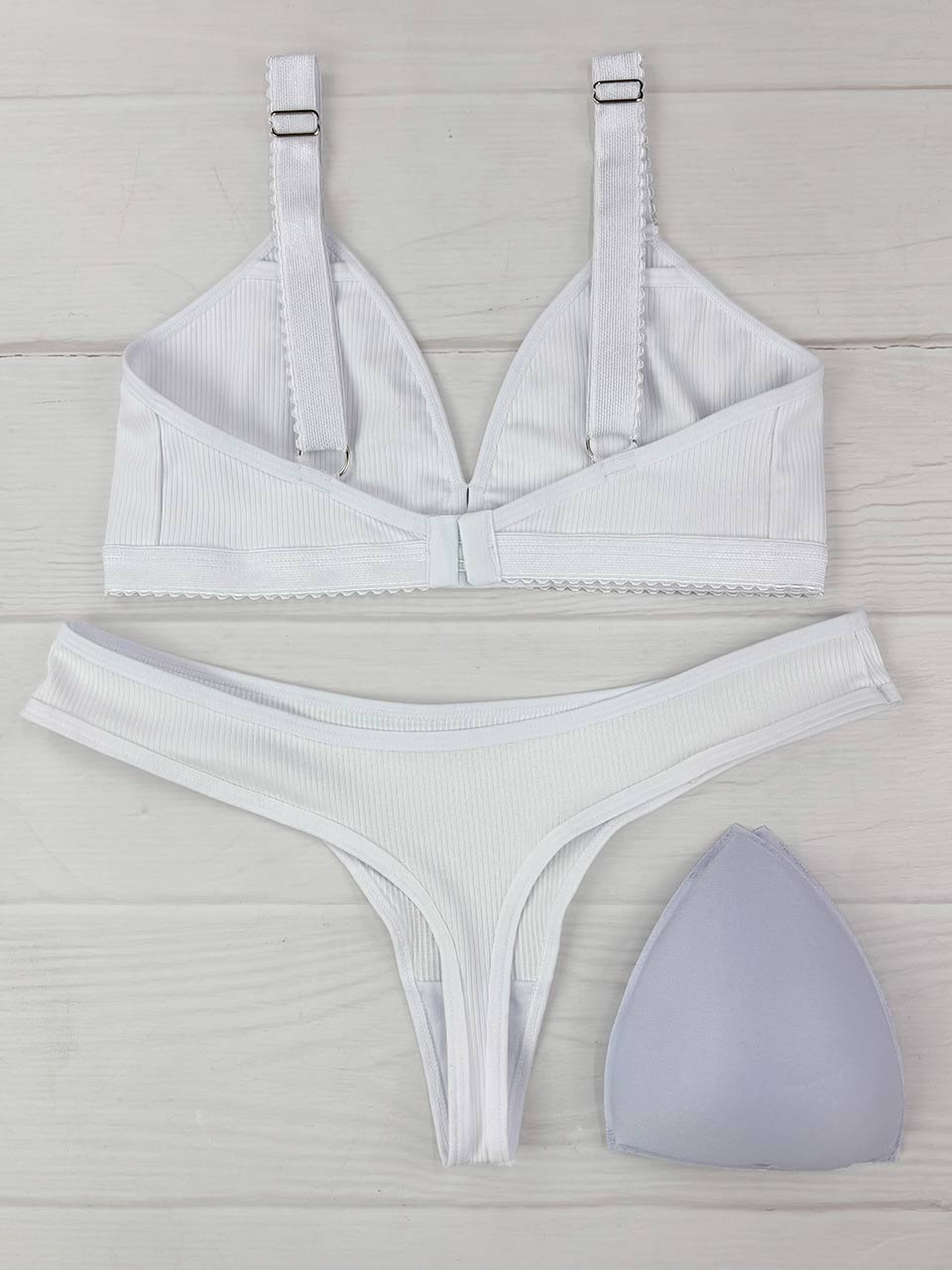 Conjunto copa rib elastico blanco