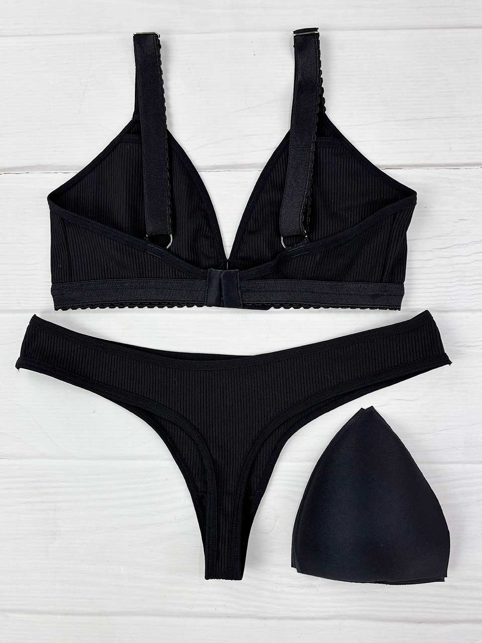 Conjunto copa rib elastico negro