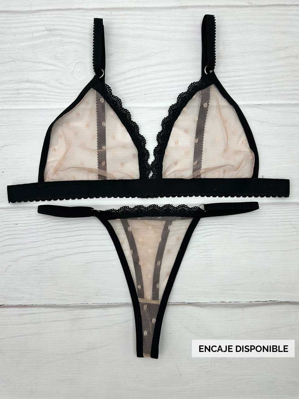 Conjunto grabado beige