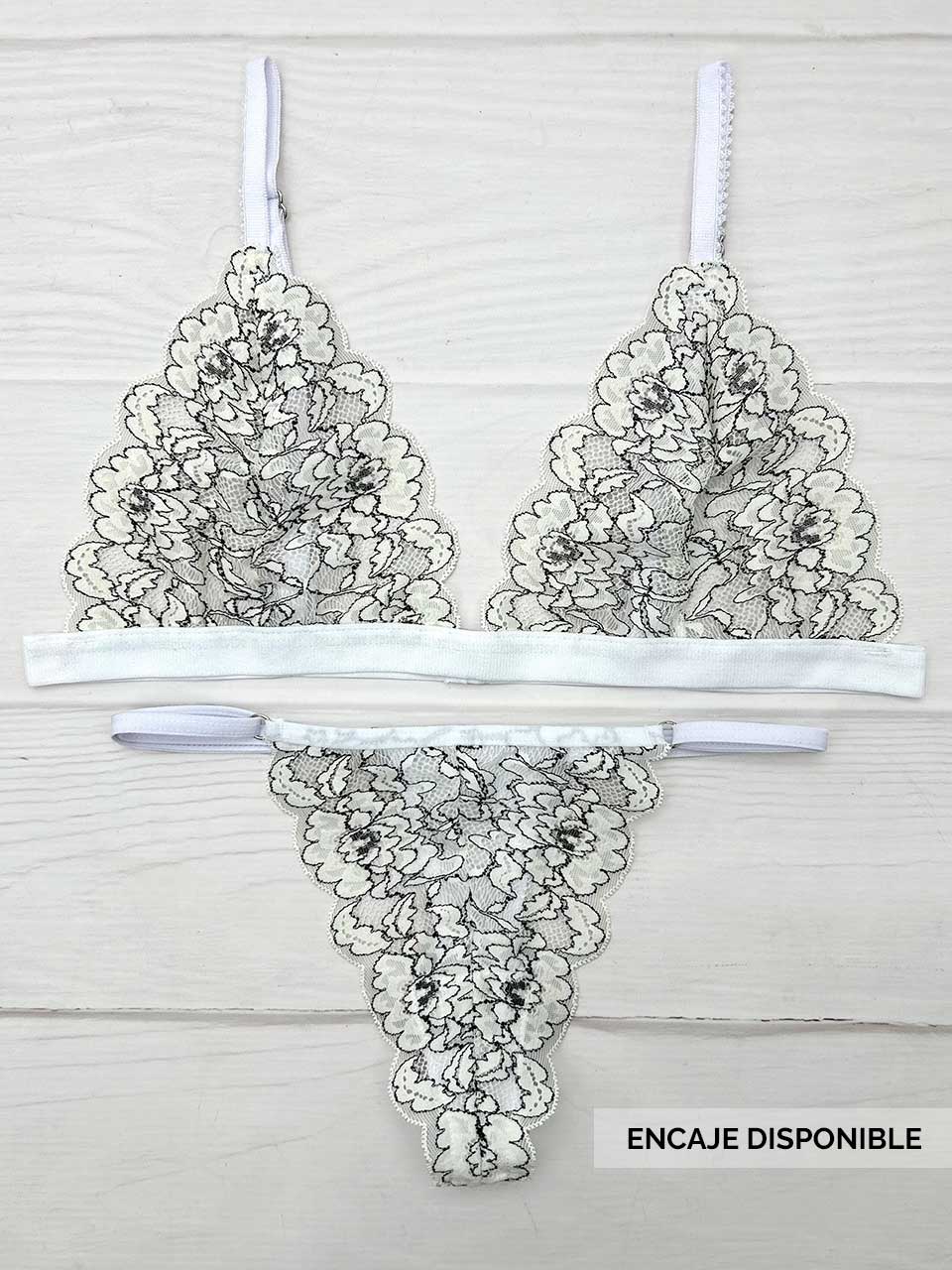 Conjunto mariposa bicolor blanco