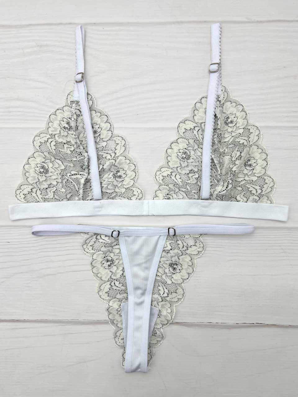 Conjunto mariposa bicolor blanco