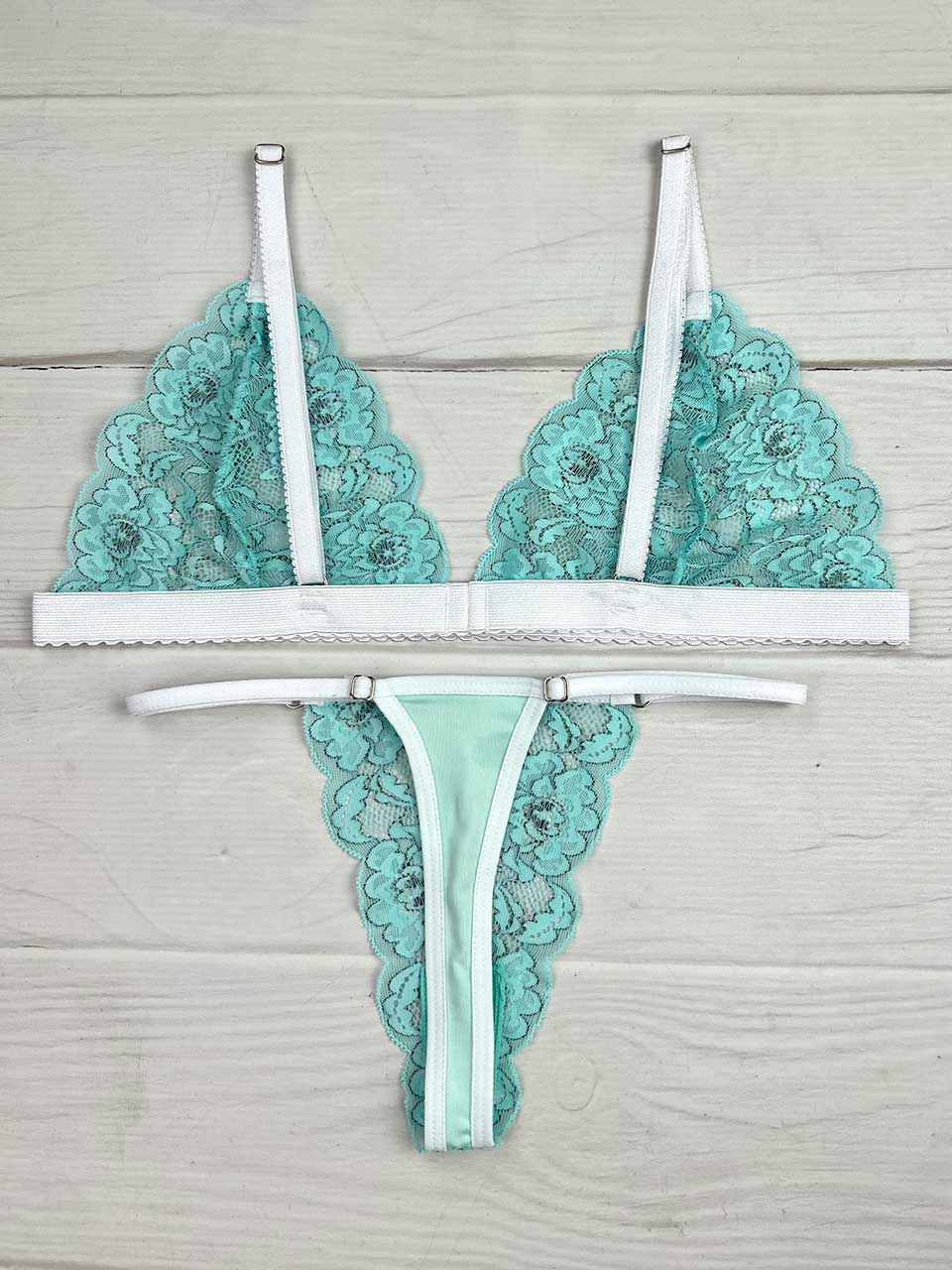Conjunto mariposa bicolor menta