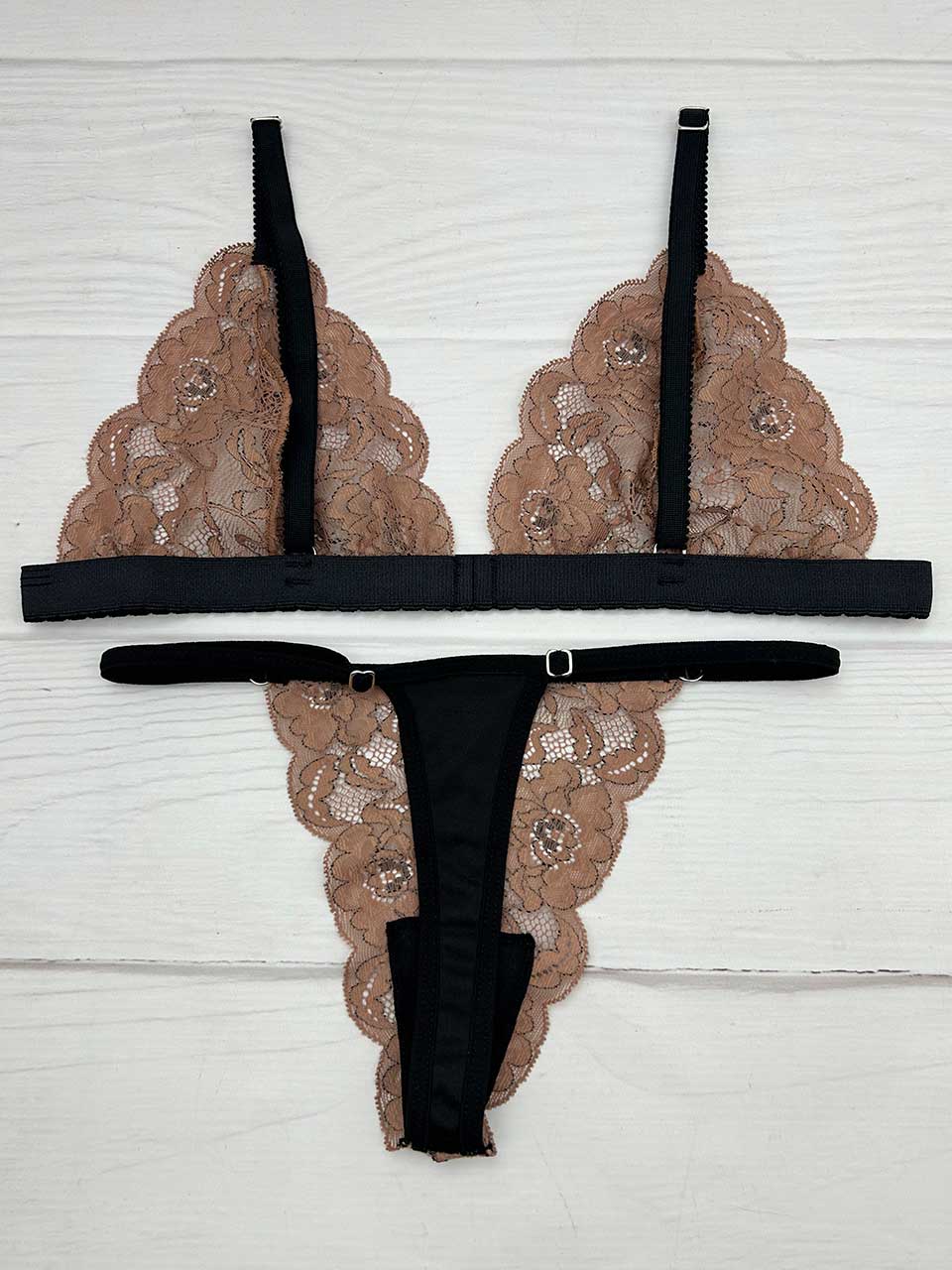 Conjunto mariposa bicolor terracota