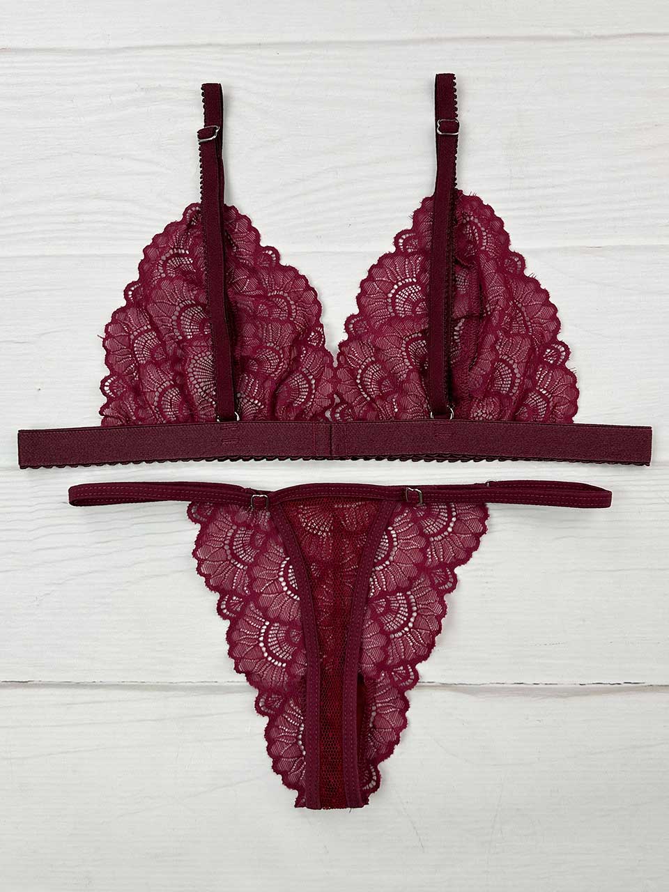 Conjunto mariposa vino