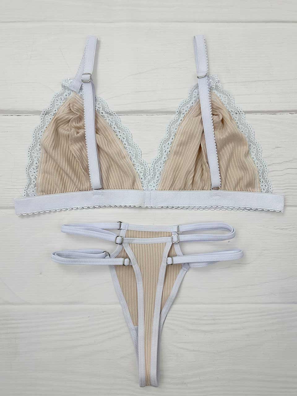 Conjunto rib triangulo beige