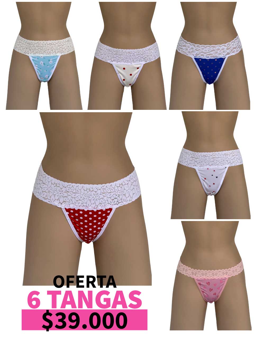 LLEVA 6 TANGA FRANJA LISA -35%