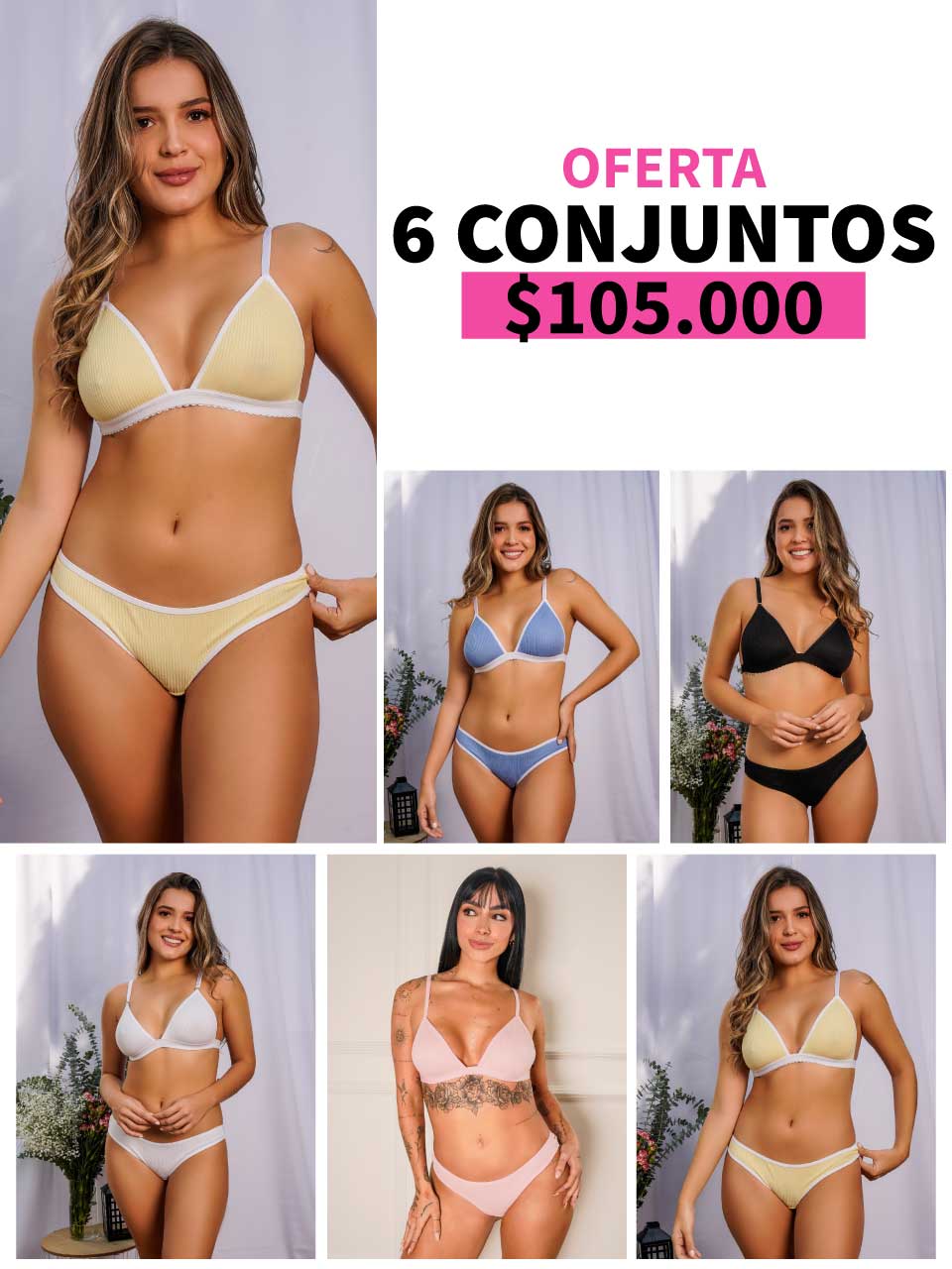 LLEVA 6 CONJUNTOS RIB ELASTICO - 35%