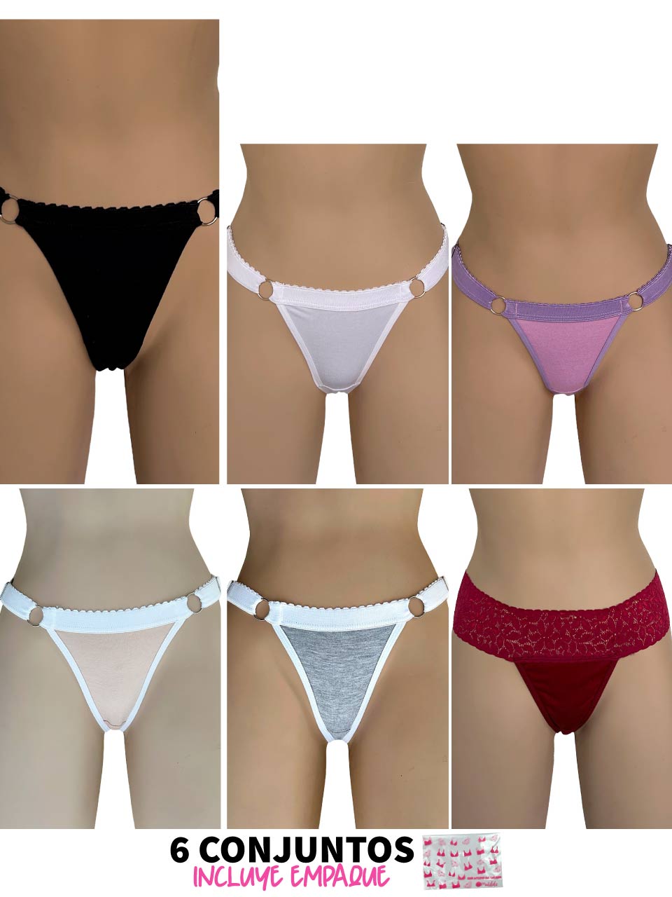 6 TANGAS CONTORNO GRADUABLE ALGODON