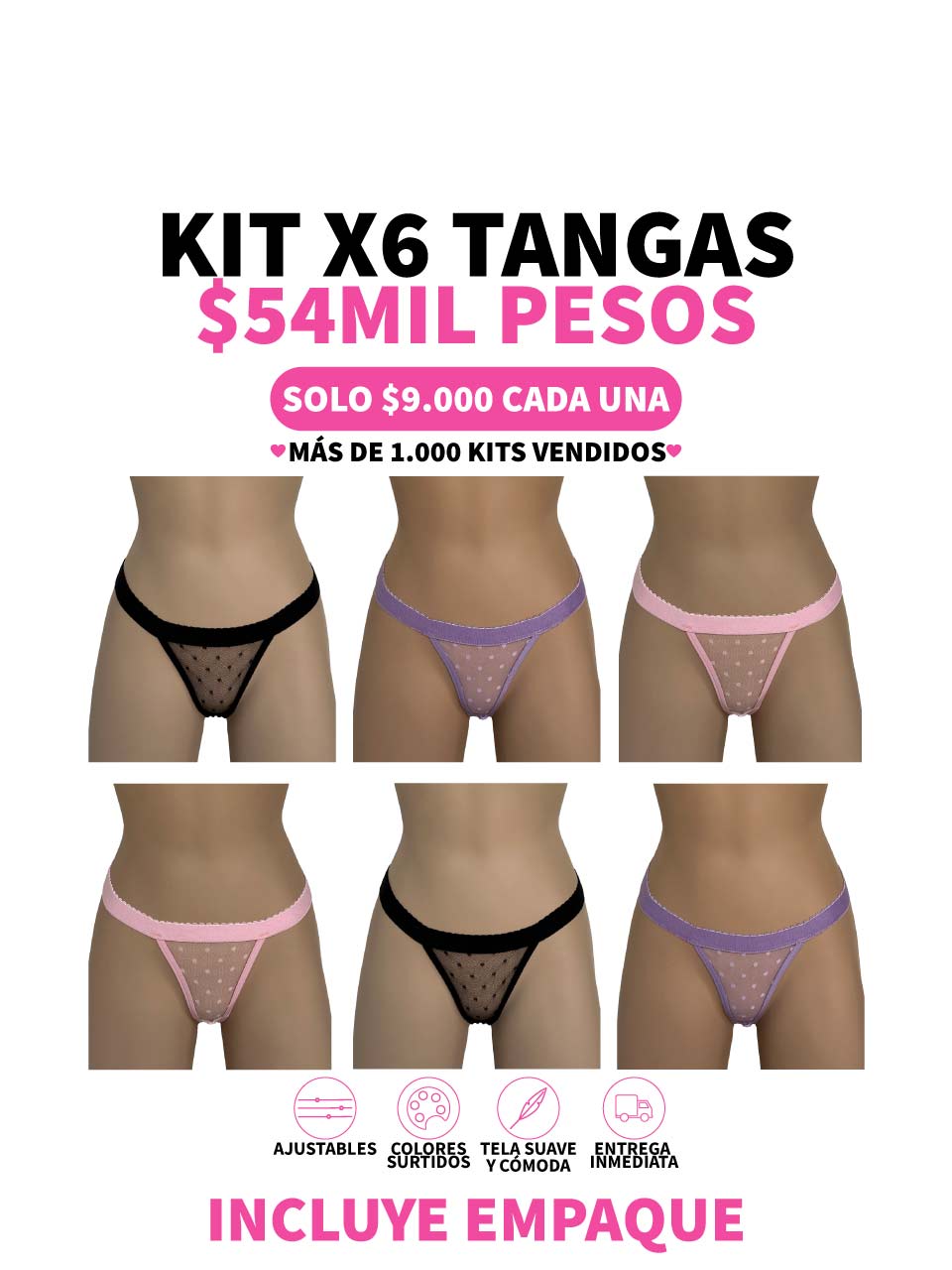 6 TANGAS CONTORNO GRABADO -25%