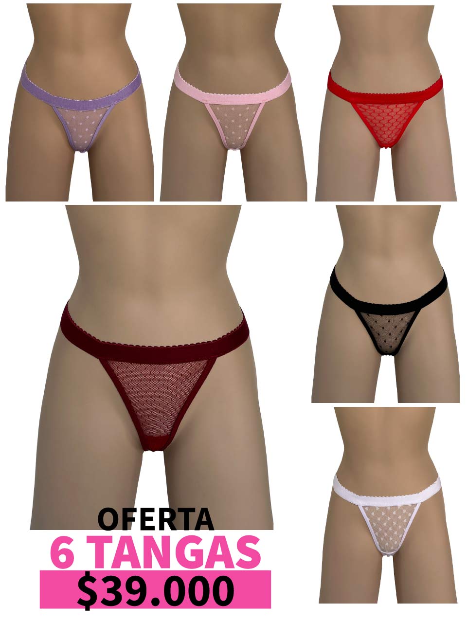 LLEVA 6 TANGA CONTORNO GRABADO