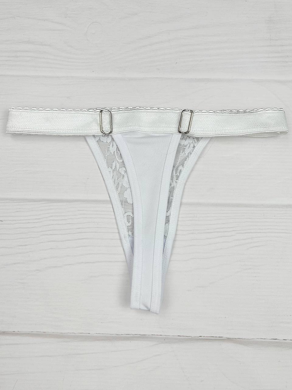 Tanga contorno graduable encaje blanco