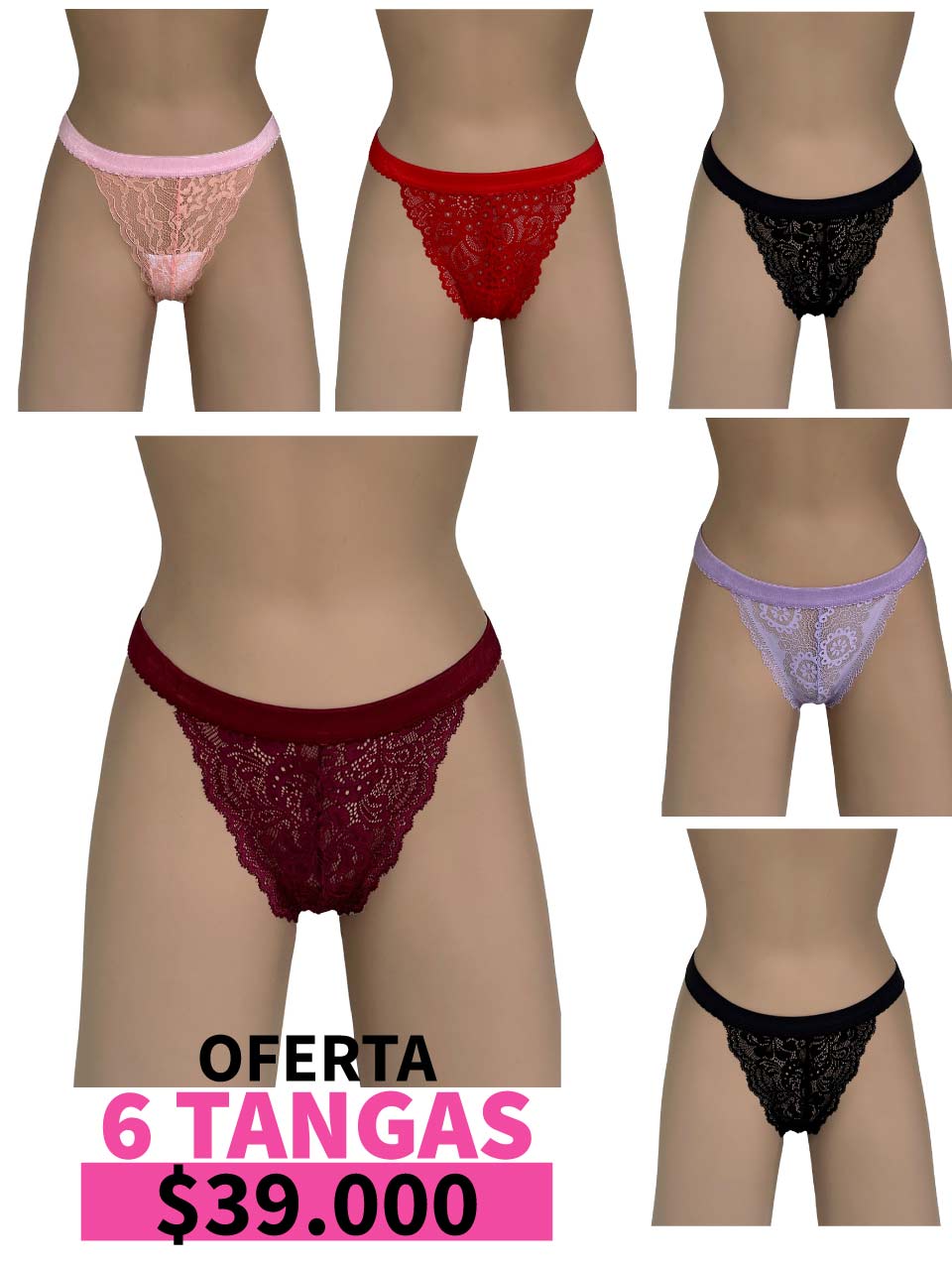 LLEVA 6 TANGA CONTORNO MARIPOSA -35%