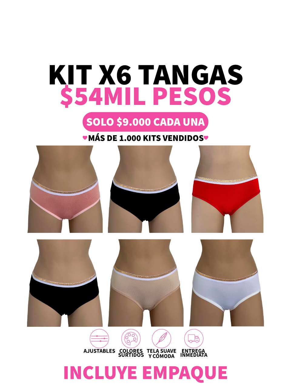 6 TANGAS CORAZON LUREX -25%