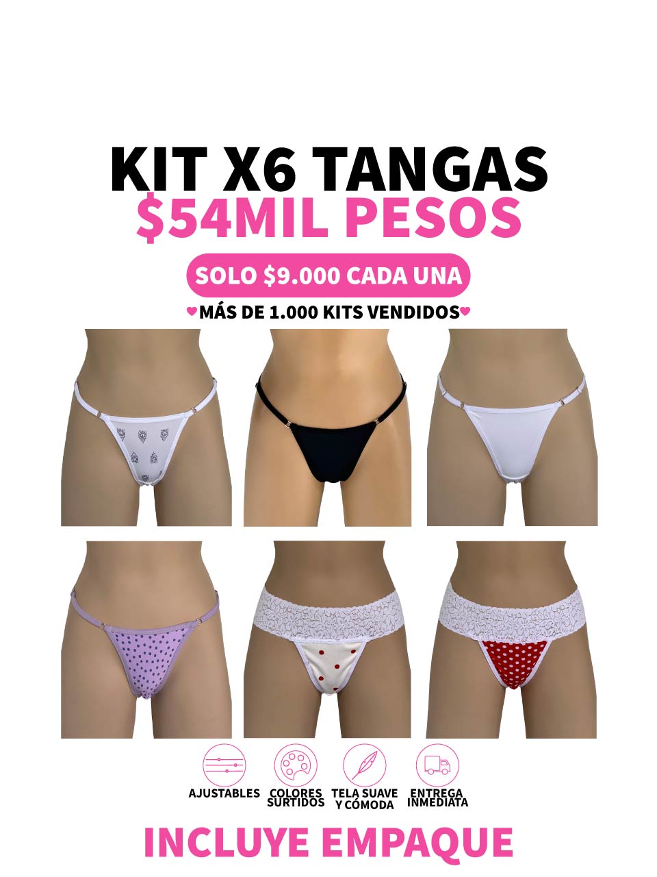 6 TANGAS GRAD INVISIBLE, LISA Y FRANJA -25%