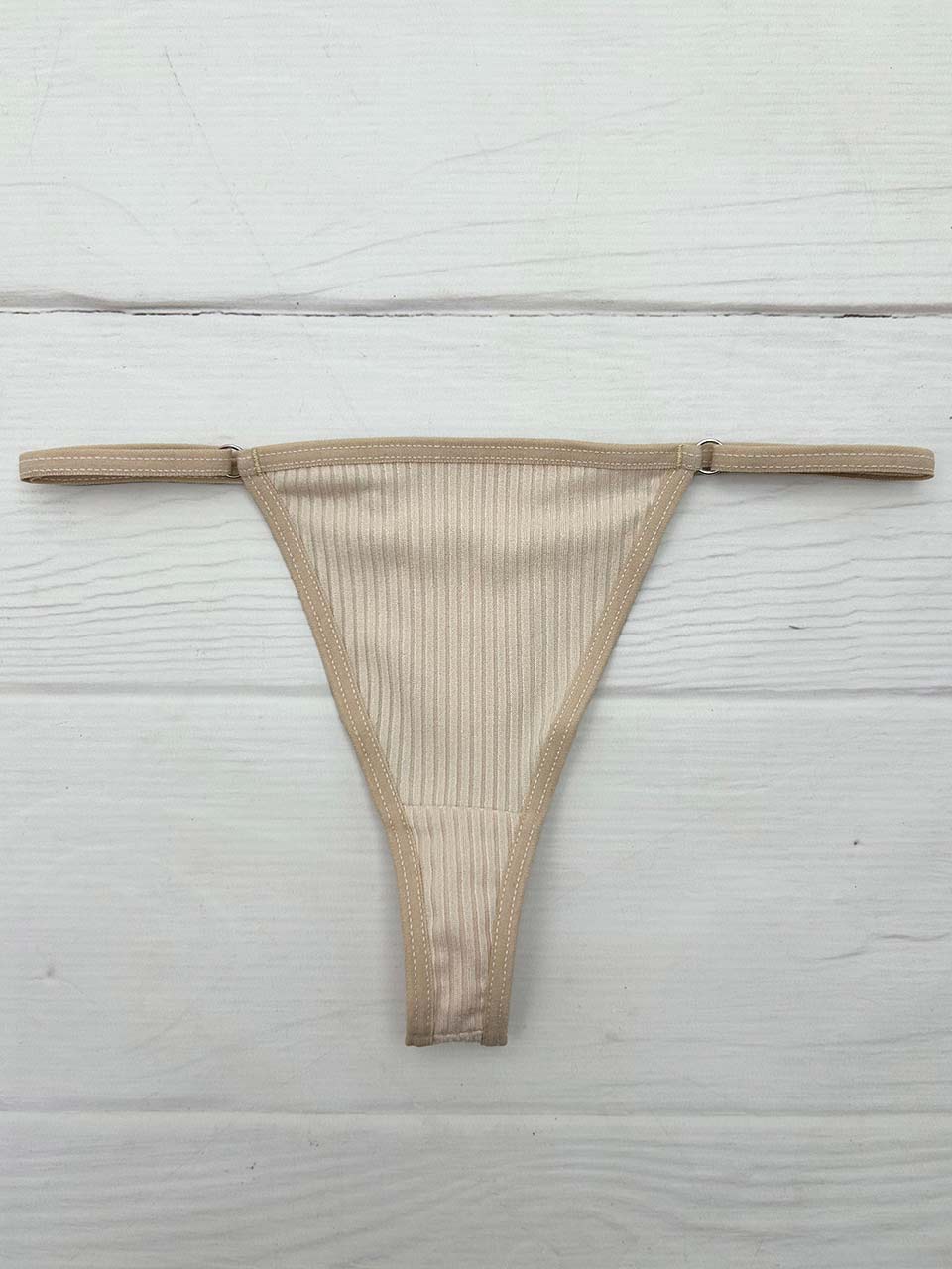Tanga rib graduacion beige