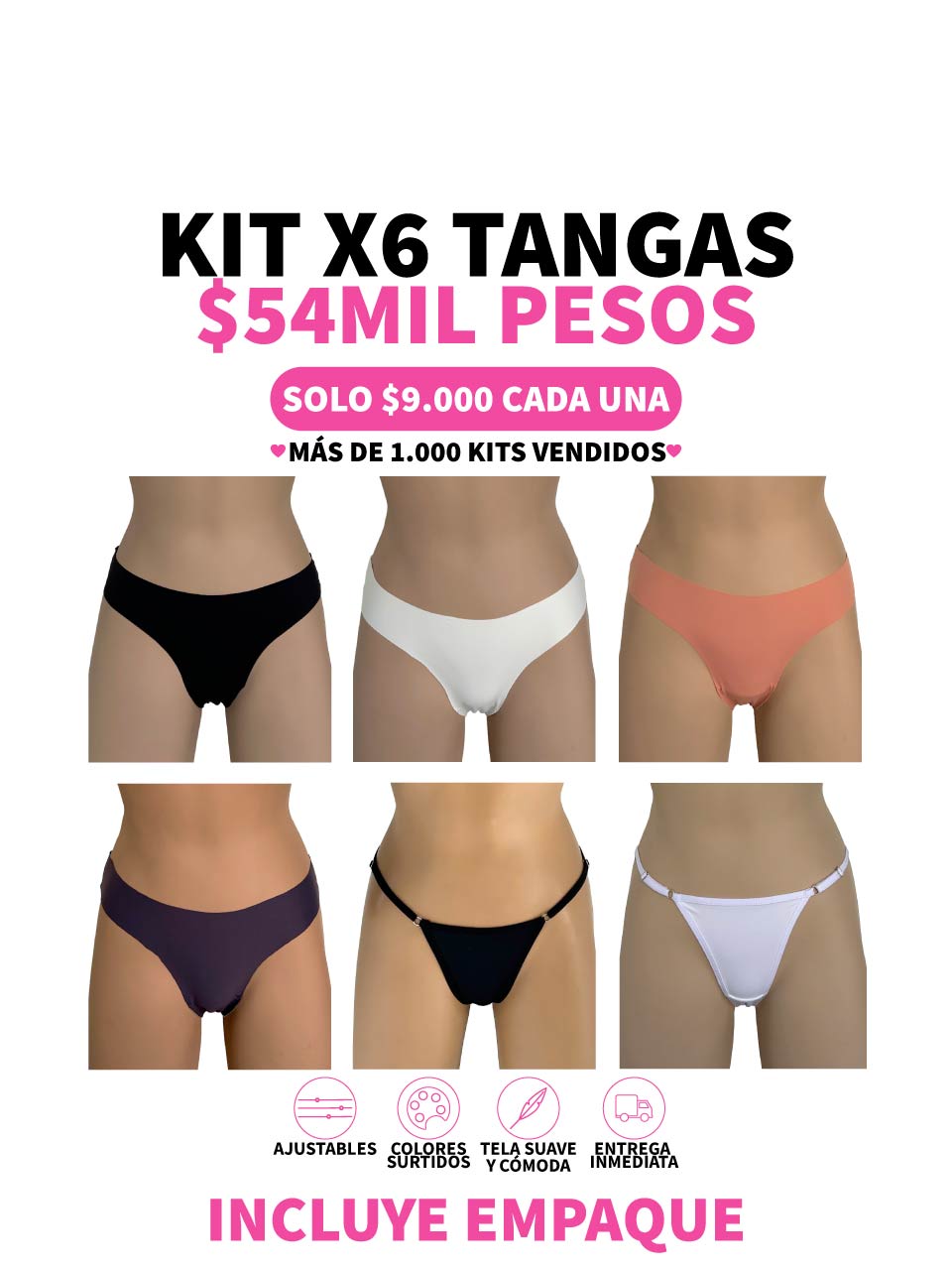 6 TANGAS INVISIBLE Y GRAD INVISIBLE