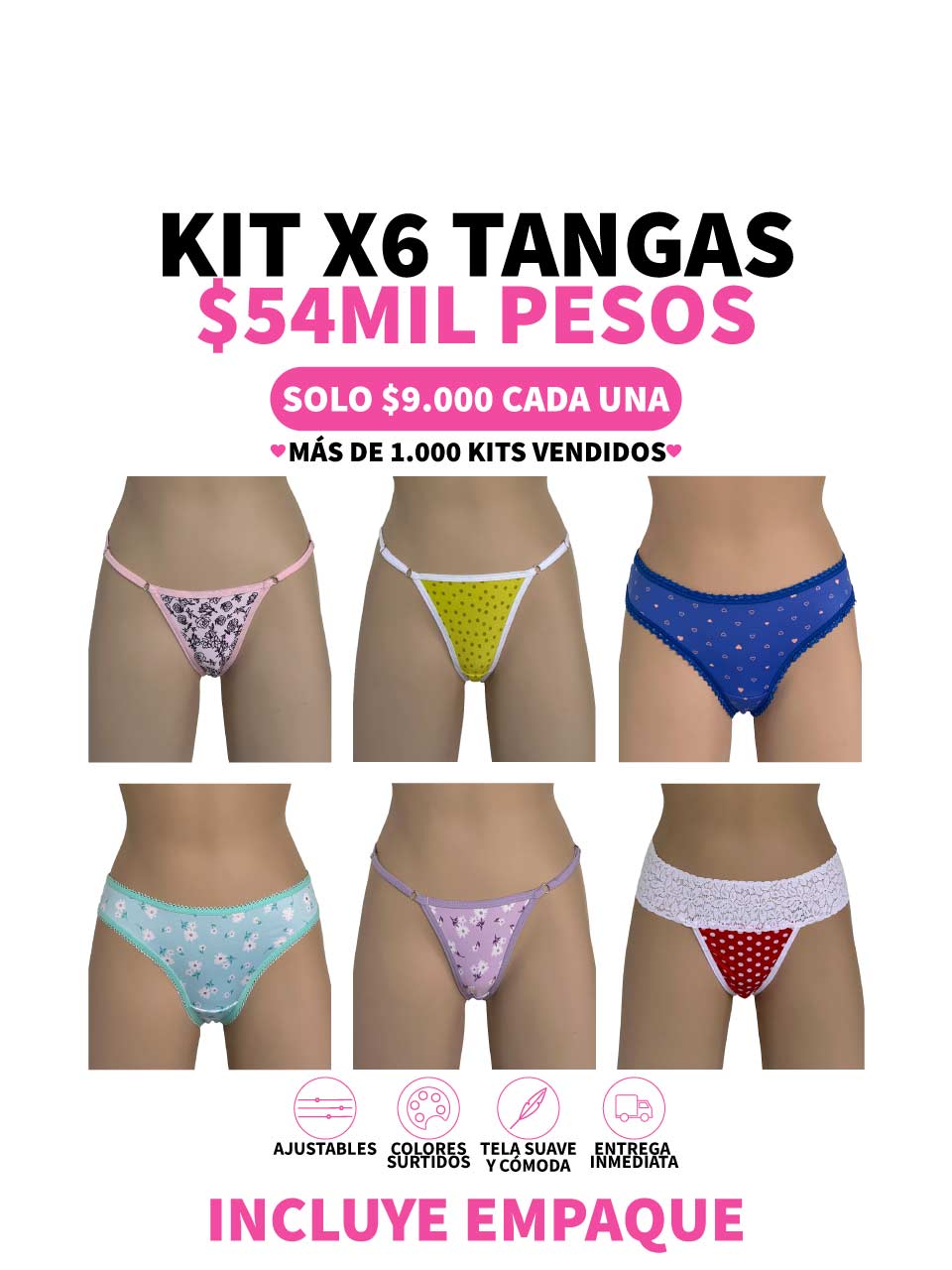 6 TANGAS LISA Y FRANJA LISA -25%