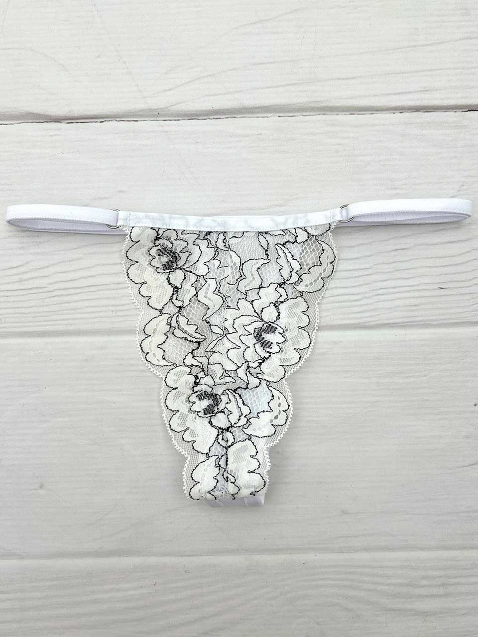 Tanga mariposa bicolor blanca