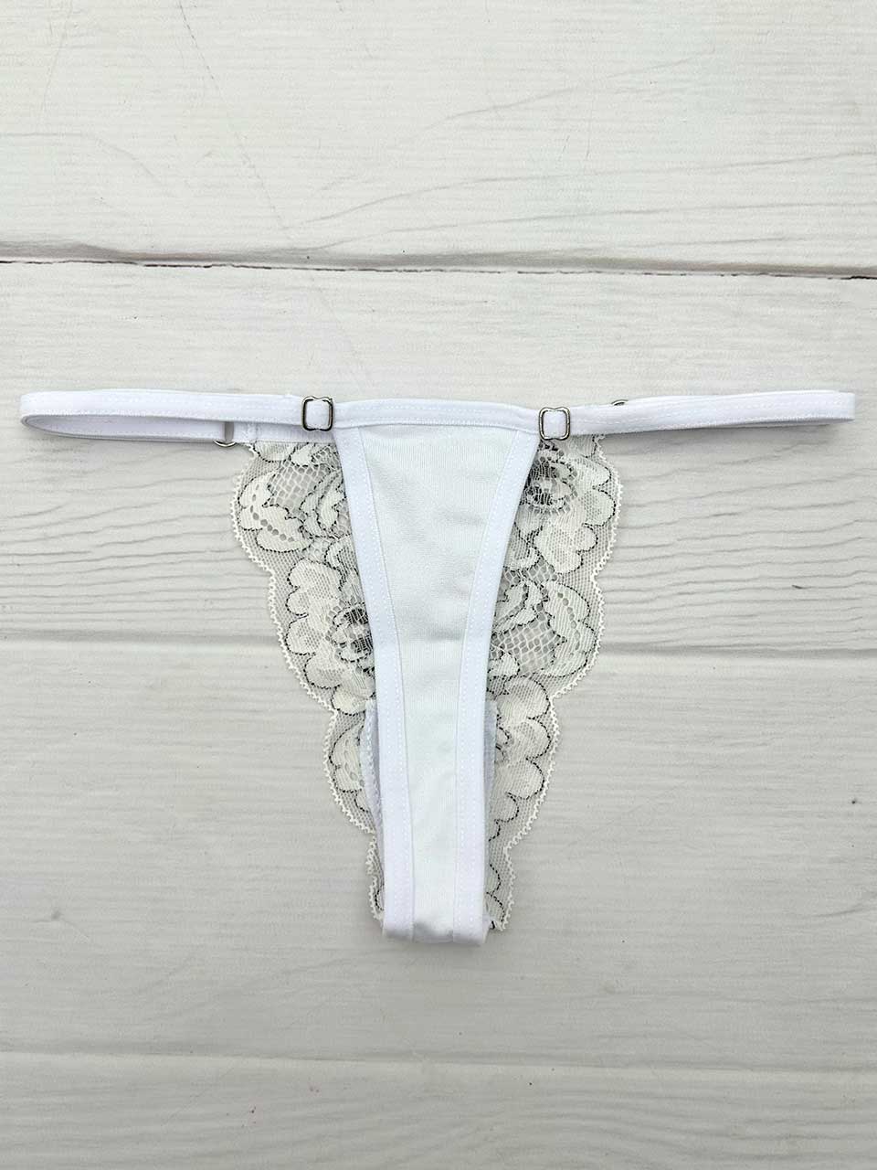 Tanga mariposa bicolor blanca