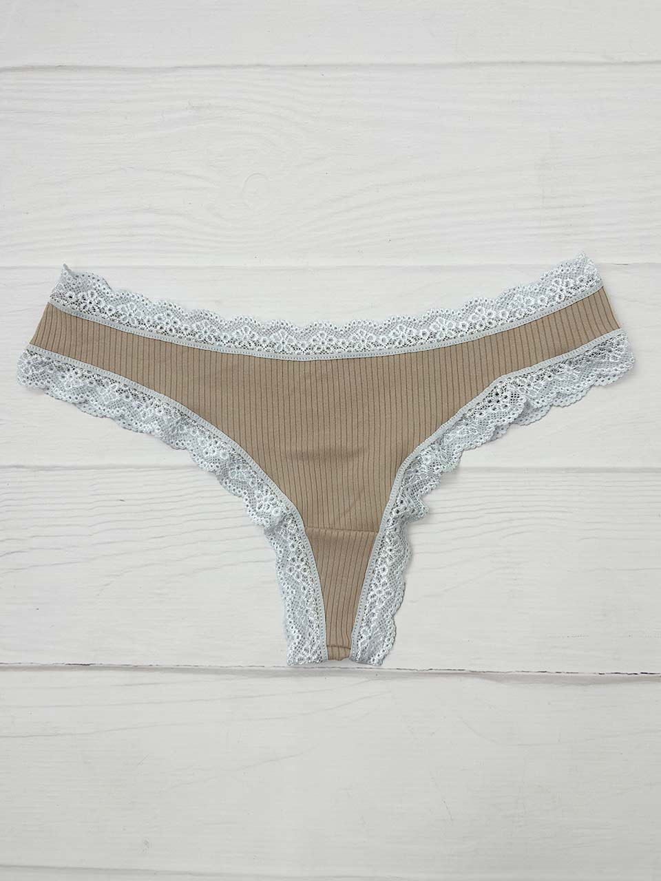 Tanga rib elastico beige
