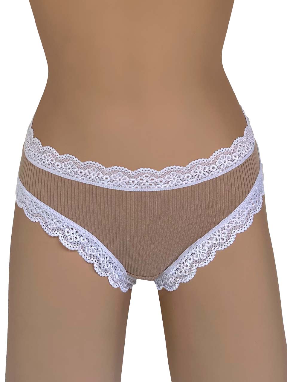 Tanga rib elastico beige