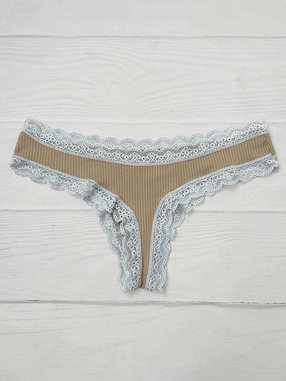 Tanga rib elastico beige