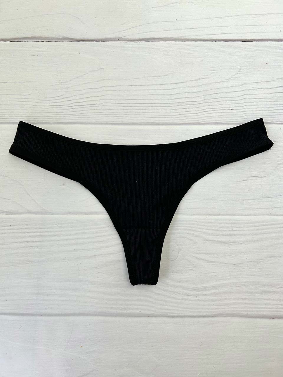 Tanga rib elastico negra