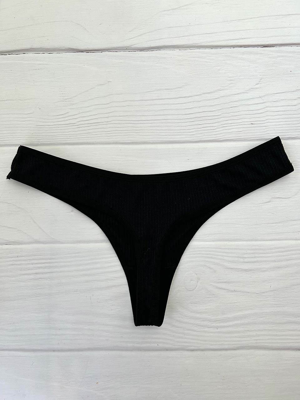 Tanga rib elastico negra