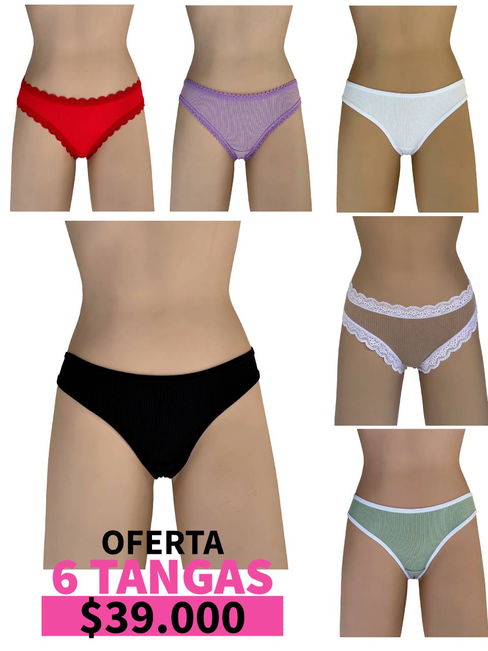 LLEVA 6 TANGAS RIB ELASTICO - 35%