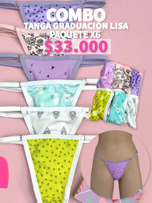 Kit de tangas paquete x 6 graduacion lisa