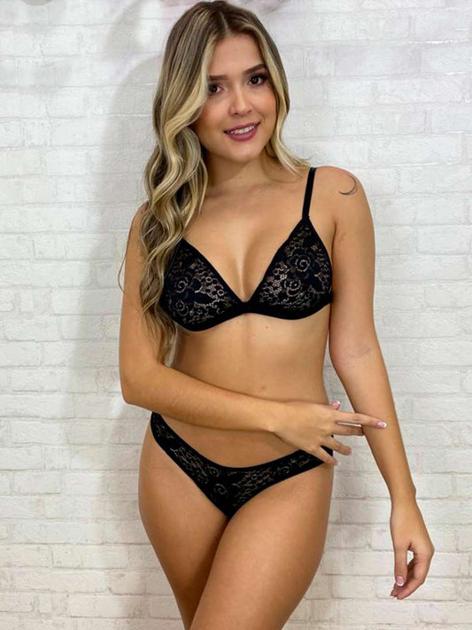 Conjunto blonda negro