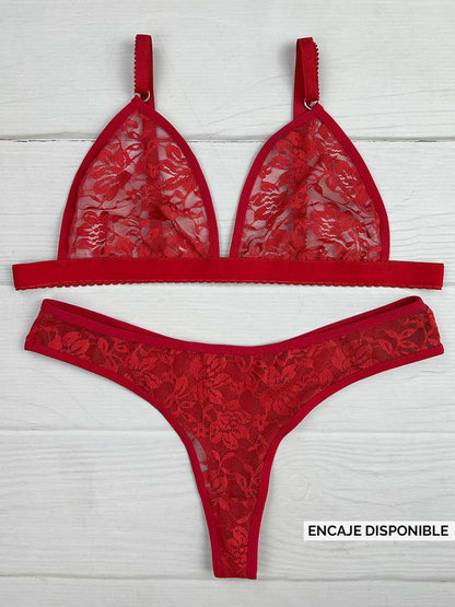Conjunto blonda rojo