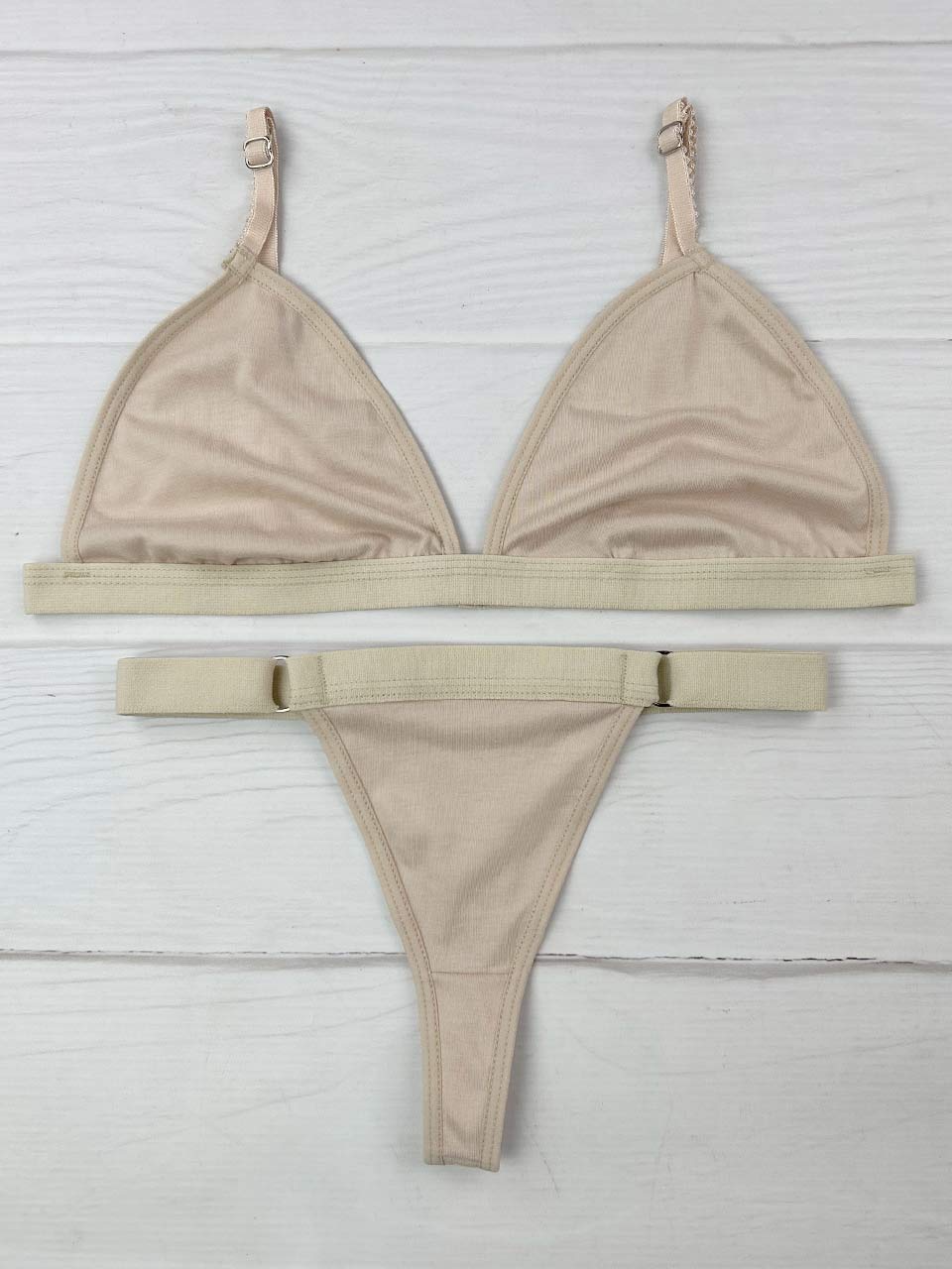Conjunto contorno algodón beige