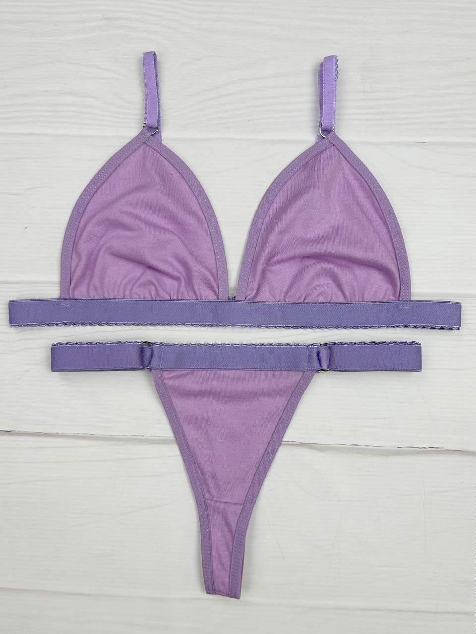 Conjunto contorno algodón lila