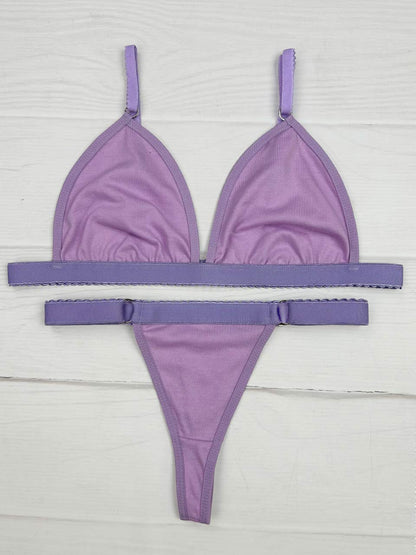 Conjunto contorno algodón lila