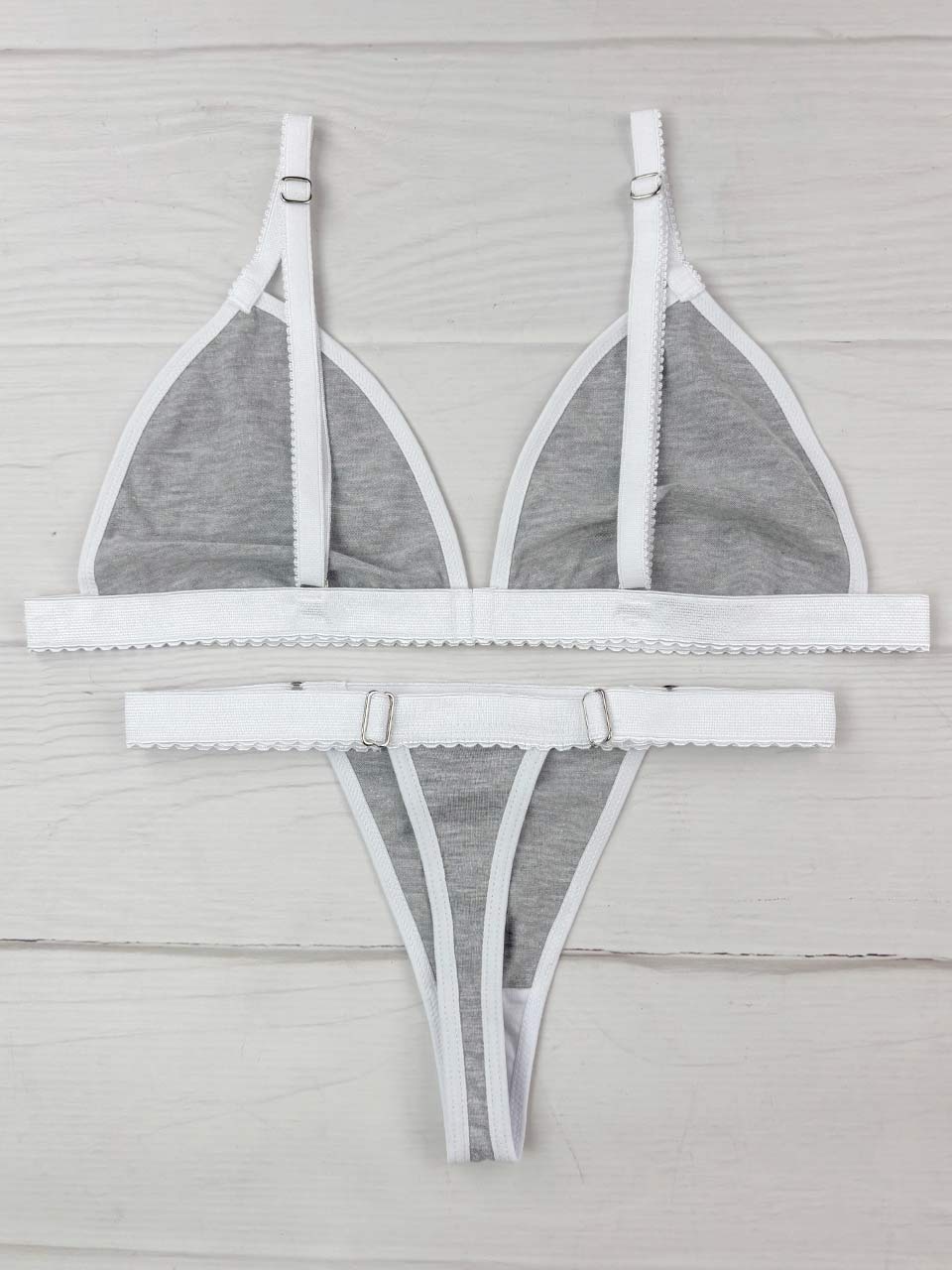 Conjunto contorno algodón gris