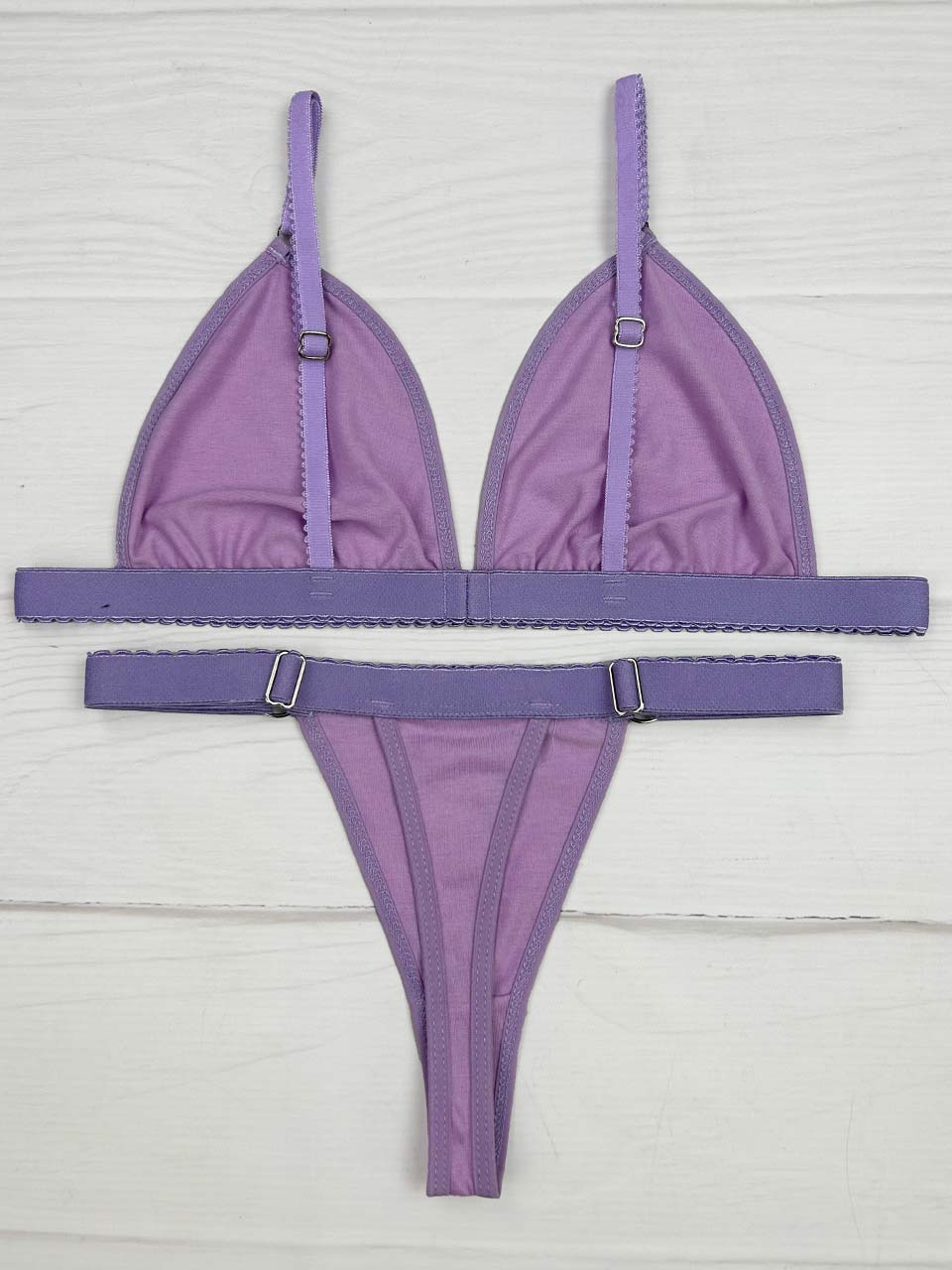 Conjunto contorno algodón lila