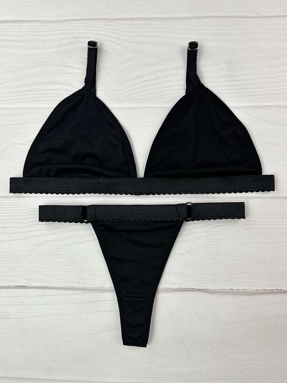 Conjunto contorno algodón negro