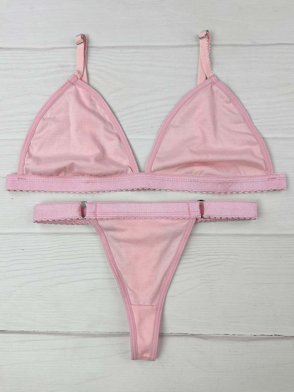 Conjunto contorno algodón rosado