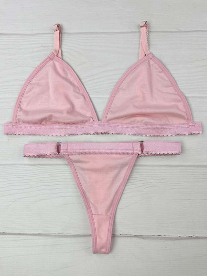 Conjunto contorno algodón rosado
