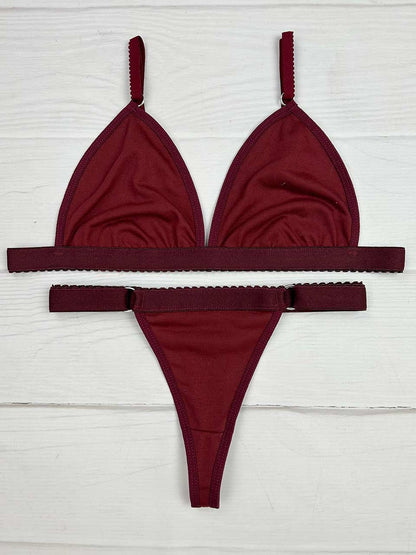 Conjunto contorno algodón vino