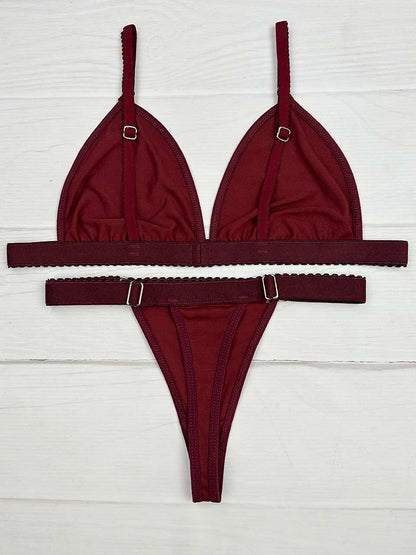 Conjunto contorno algodón vino