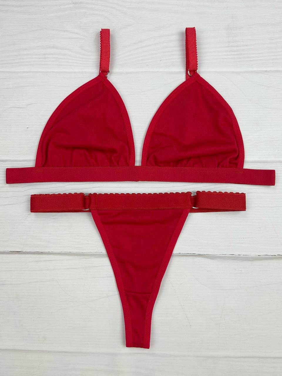 Conjunto contorno algodón rojo