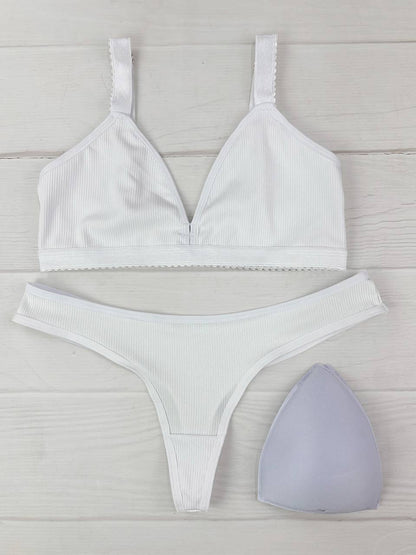 Conjunto copa rib elastico  blanco