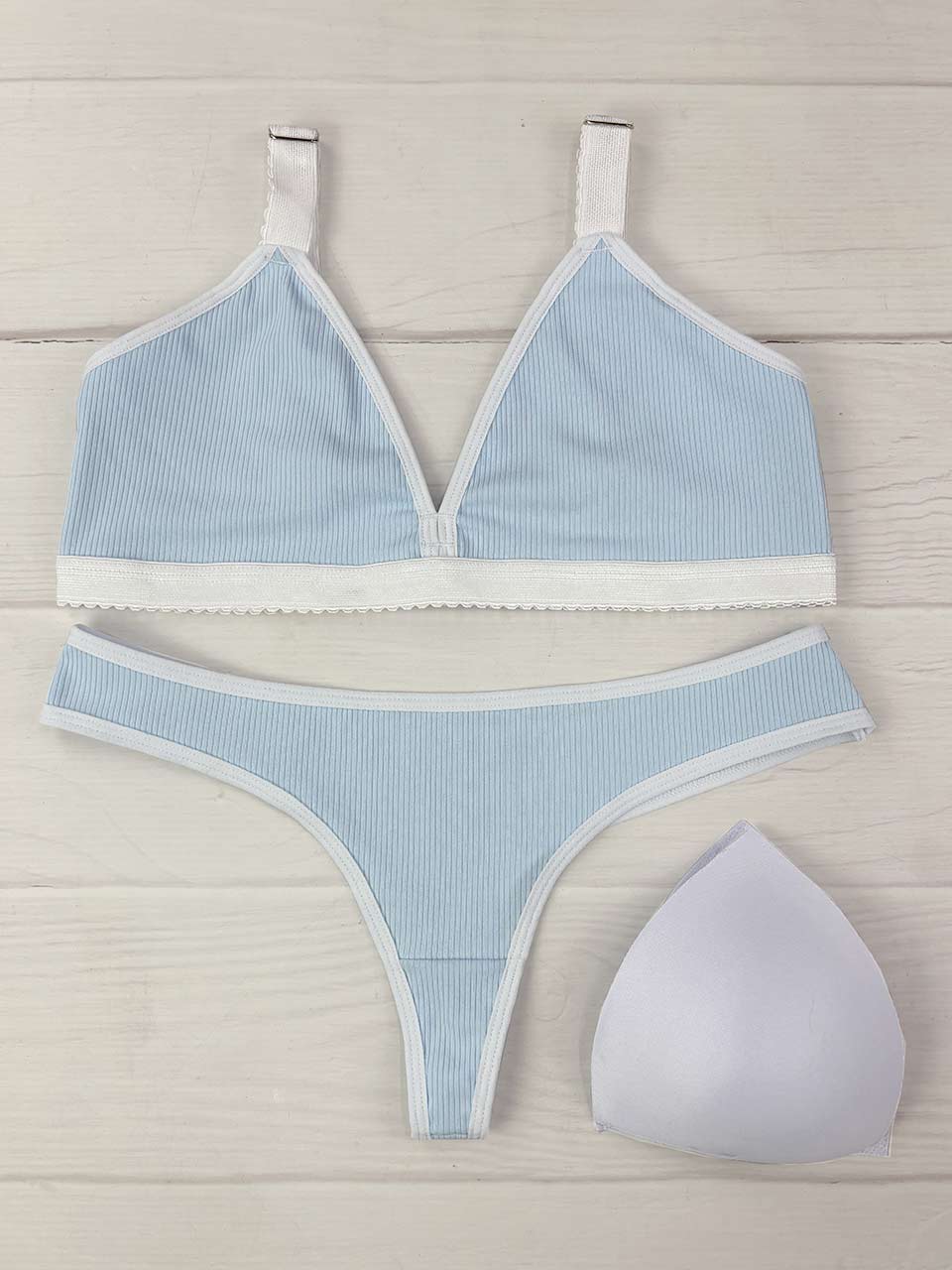 Conjunto copa rib elastico cielo