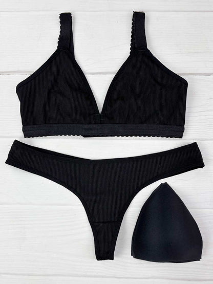 Conjunto copa rib elastico  negro